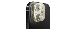 For iPhone 16 6.1 inch Diamond Bling Camera Lens Full Tempered Glass - Gold