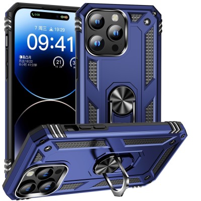 For iPhone 16 6.1 inch Diamond [Magnetic Circle] with CD Pattern Hybrid - Blue
