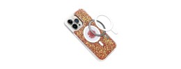 For iPhone 16 6.1 inch Epoxy Glitter Shimmer [Magnetic Circle] Hybrid Case - Red