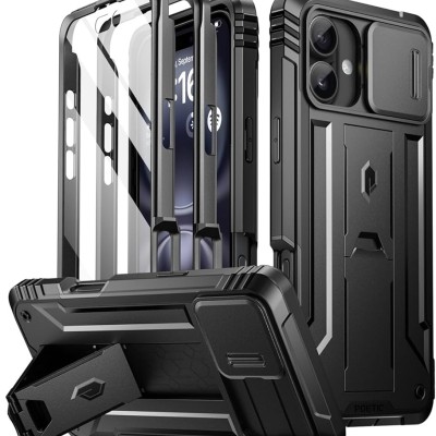 For iPhone 16 6.1 inch Exquisite Tough Shockproof Hybrid Case Cover - Black
