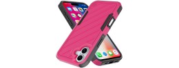 For iPhone 16 6.1 inch Exquisite Tough Shockproof Hybrid Case Cover - Pink