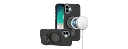 For iPhone 16 6.1 inch Grip [Magneti Circle] Metal Shockproof Hybrid - Black