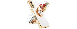 For iPhone 16 6.1 inch OPTIMUM Magnetic Ring Stand Hybrid Case Cover - Rose Gold