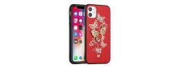 For iPhone 16 6.1 inch SPLENDID Diamond Glitter Ornaments Engraving Case Cover - Garden Butterflies Red