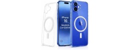 For iPhone 16 6.1 inch Shield Magnetic Ring Transparent HQ 360 Degree Rotational Shockproof Case Cover - Light Blue