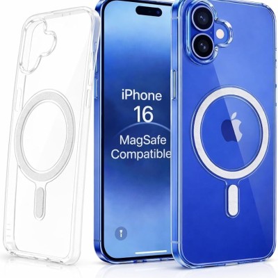 For iPhone 16 6.1 inch Shield Magnetic Ring Transparent HQ 360 Degree Rotational Shockproof Case Cover - Light Blue