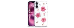 For iPhone 16 6.1 inch Shimmer Glitter Floral Design Thick TPU Case Cover - Rose Gold