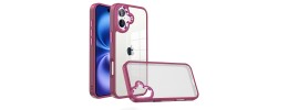 For iPhone 16 6.1 inch Splendid Floral Designs with Metal Camera and Buttons with Butterfly Ring Stand Hybrid Case - Purple