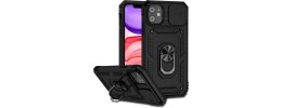 For iPhone 16 6.1 inch Splendid Glitter with Diamonds All Around Edges Ring Stand Case Cover - Black