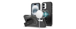 For iPhone 16 6.1 inch Sturdy Bracket Kickstand Magnetic Hybrid - Black