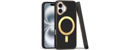 For iPhone 16 6.1 inch Ultimate Quality PU Leather Hybrid Case Cover - Black