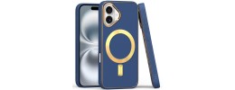 For iPhone 16 6.1 inch Ultimate Quality PU Leather Hybrid Case Cover - Blue