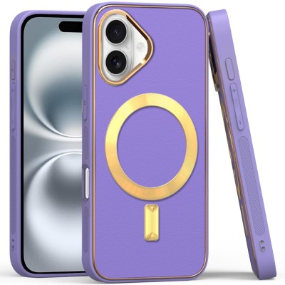 For iPhone 16 6.1 inch Ultimate Quality PU Leather Hybrid Case Cover - Light Purple