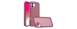 For iPhone 16 6.1 inch Ultimate U Design Hybrid with Camera Window Covering - Pink+Burgundy