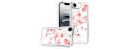 For iPhone 16E (E edition) / SE4 (2025) Luxury Crystal Heart Rhinestones Diamond Bling Hybrid Case - Multicolor