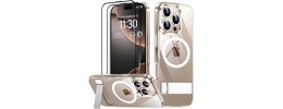 For iPhone 16 Pro Max 6.9 inch Skin Touch Feel HQ [Magnetic Circle] Kickstand Hybrid - Matte Clear