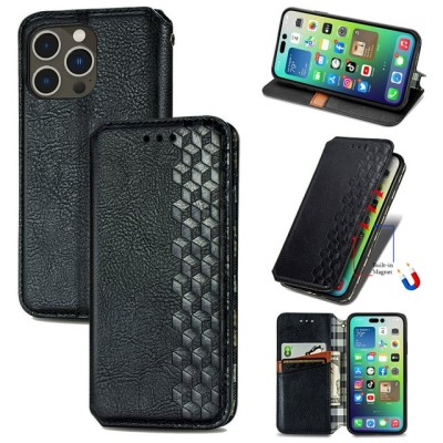For iPhone 16 Plus 6.7 inch Wallet ID Card Holder Case Cover - Black