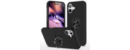 For iPhone 16 Plus 6.7 inch CHIEF Oil Painted Magnetic Ring Stand Hybrid Case Cover - Black