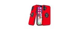 For iPhone 16 Plus 6.7 inch CHIEF Oil Painted Magnetic Ring Stand Hybrid Case Cover - Red