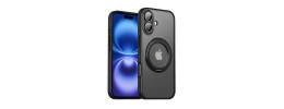 For iPhone 16 Plus 6.7 inch Epoxy Glitter Shimmer [Magnetic Circle] Hybrid Case - Black