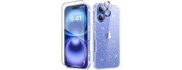 For iPhone 16 Plus 6.7 inch Epoxy Glitter Shimmer [Magnetic Circle] Hybrid Case - Dark Blue