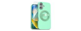 For iPhone 16 Plus 6.7 inch Epoxy Glitter Shimmer [Magnetic Circle] Hybrid Case - Light Green