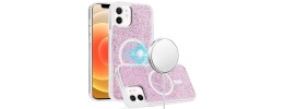 For iPhone 16 Plus 6.7 inch Epoxy Glitter Shimmer [Magnetic Circle] Hybrid Case - Light Pink