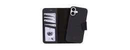 For iPhone 16 Plus 6.7 inch Jewel Wallet Design with Stitched PU Leather ID Card Money Holder Zipper Case - Black