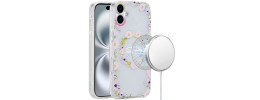 For iPhone 16 Plus 6.7 inch [Magnetic Circle] Double Layer Design IMD TPU Case - Mystic Butterflies