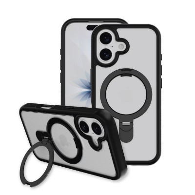 For iPhone 16 Plus 6.7 inch Premium Circle [Magnetic Circle] KickKickstand - Black