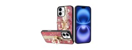 For iPhone 16 Plus 6.7 inch SPLENDID Diamond Glitter Ornaments Engraving Case Cover - Enchanted Butterfly Red