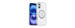 For iPhone 16 Plus 6.7 inch Shield Magnetic Ring Transparent HQ 360 Degree Rotational Shockproof Case Cover - Smoke
