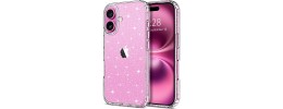 For iPhone 16 Plus 6.7 inch Shimmer Glitter Floral Design Thick TPU Case Cover - Rose Gold