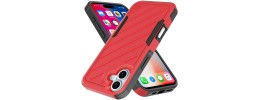 For iPhone 16 Plus 6.7 inch Stick-On Embedded Glass Diamonds of Colorful Floral Arrangement HQ Hybrid Case - Red