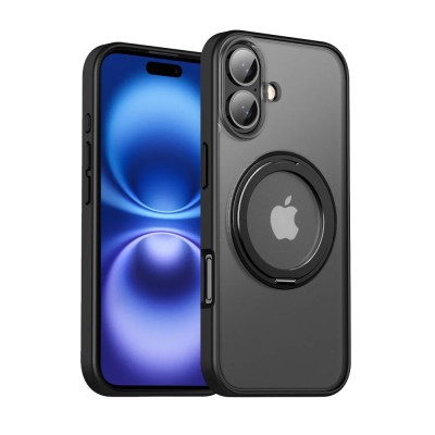 For iPhone 16 Plus 6.7 inch Sturdy Bracket Kickstand Magnetic Hybrid - Black