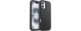 For iPhone 16 Plus 6.7 inch Ultimate Quality PU Leather Hybrid Case Cover - Black
