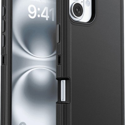 For iPhone 16 Plus 6.7 inch Ultimate Quality PU Leather Hybrid Case Cover - Black
