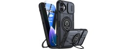 For iPhone 16 Plus 6.7 inch Ultimate U Design Hybrid with Camera Window Covering - Black