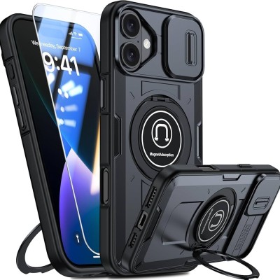 For iPhone 16 Plus 6.7 inch Ultimate U Design Hybrid with Camera Window Covering - Black