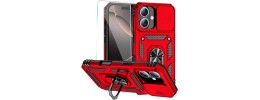 For iPhone 16 Plus 6.7 inch Ultimate U Design Hybrid with Camera Window Covering - Red