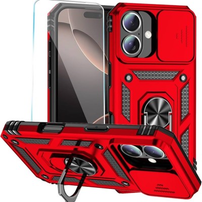 For iPhone 16 Plus 6.7 inch Wallet ID Card Holder Case Cover - Red