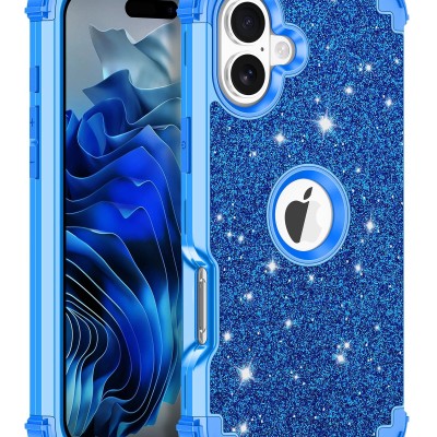 For iPhone 16 Pro 6.3 inch Bling Hybrid Case Cover - C