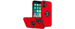 For iPhone 16 Pro 6.3 inch CHIEF Oil Painted Magnetic Ring Stand Hybrid Case Cover - Red