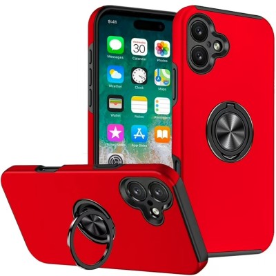 For iPhone 16 Pro 6.3 inch CHIEF Oil Painted Magnetic Ring Stand Hybrid Case Cover - Red