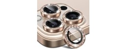 For iPhone 16 Pro 6.3 inch Diamond Bling Camera Lens Full Tempered Glass - Gold