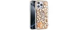 For iPhone 16 Pro 6.3 inch Floral Full Diamond Bling Case Cover - Gold