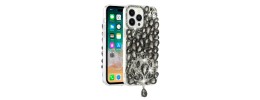 For iPhone 16 Pro 6.3 inch Floral Full Diamond Bling Case Cover - Smoke