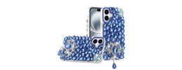 For iPhone 16 Pro 6.3 inch Jewel Full Diamond Bling Case Cover - Blue