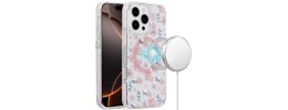 For iPhone 16 Pro 6.3 inch Magnetic Double Layer IMD Design Case - Pink Holographic