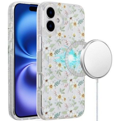 For iPhone 16 Pro 6.3 inch Magnetic Double Layer IMD Design Case - Smoke Diamond Holographic